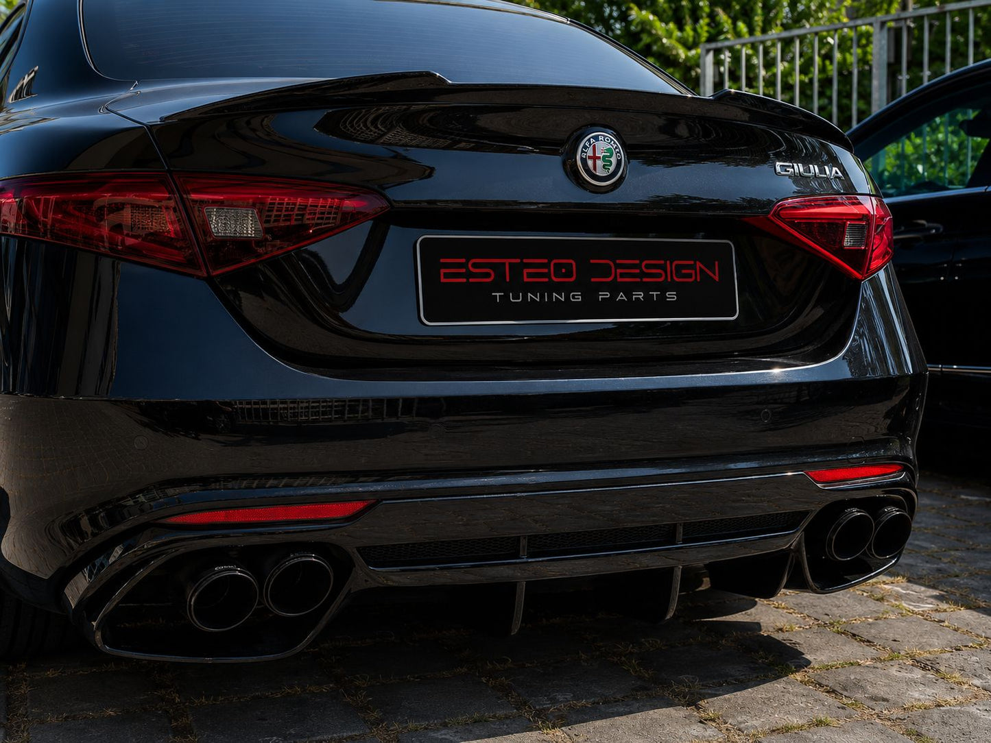 Diffusore stile Quadrifoglio montato su Alfa Romeo Giulia Base