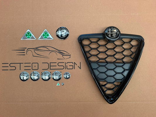 GRIGLIA/SCUDO ALFA ROMEO GIULIETTA NERA LUCIDA CON LOGHI NERI  2010/2020