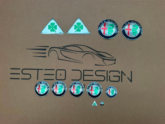 LOGHI/STEMMI ALFA ROMEO CLASSIC 11 PEZZI LOGHI RUOTE DIAMETRO 50 MM PER MITO,147