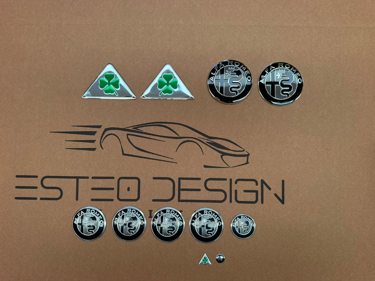 LOGHI/STEMMI ALFA ROMEO GTAm 11 PEZZI LOGHI RUOTE DIAMETRO 50 MM PER MITO,147