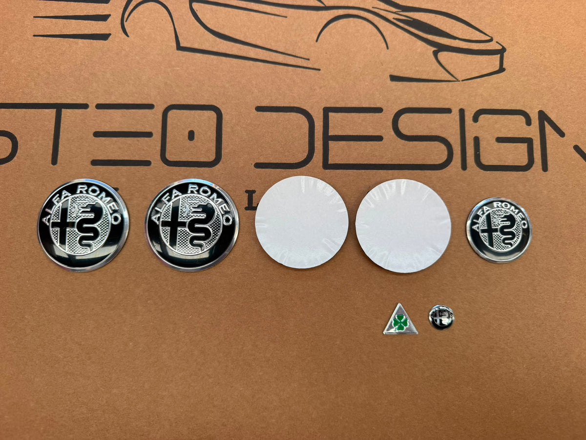 LOGHI/STEMMI ALFA ROMEO GTAm 11 PEZZI LOGHI RUOTE DIAMETRO 50 MM PER MITO,147