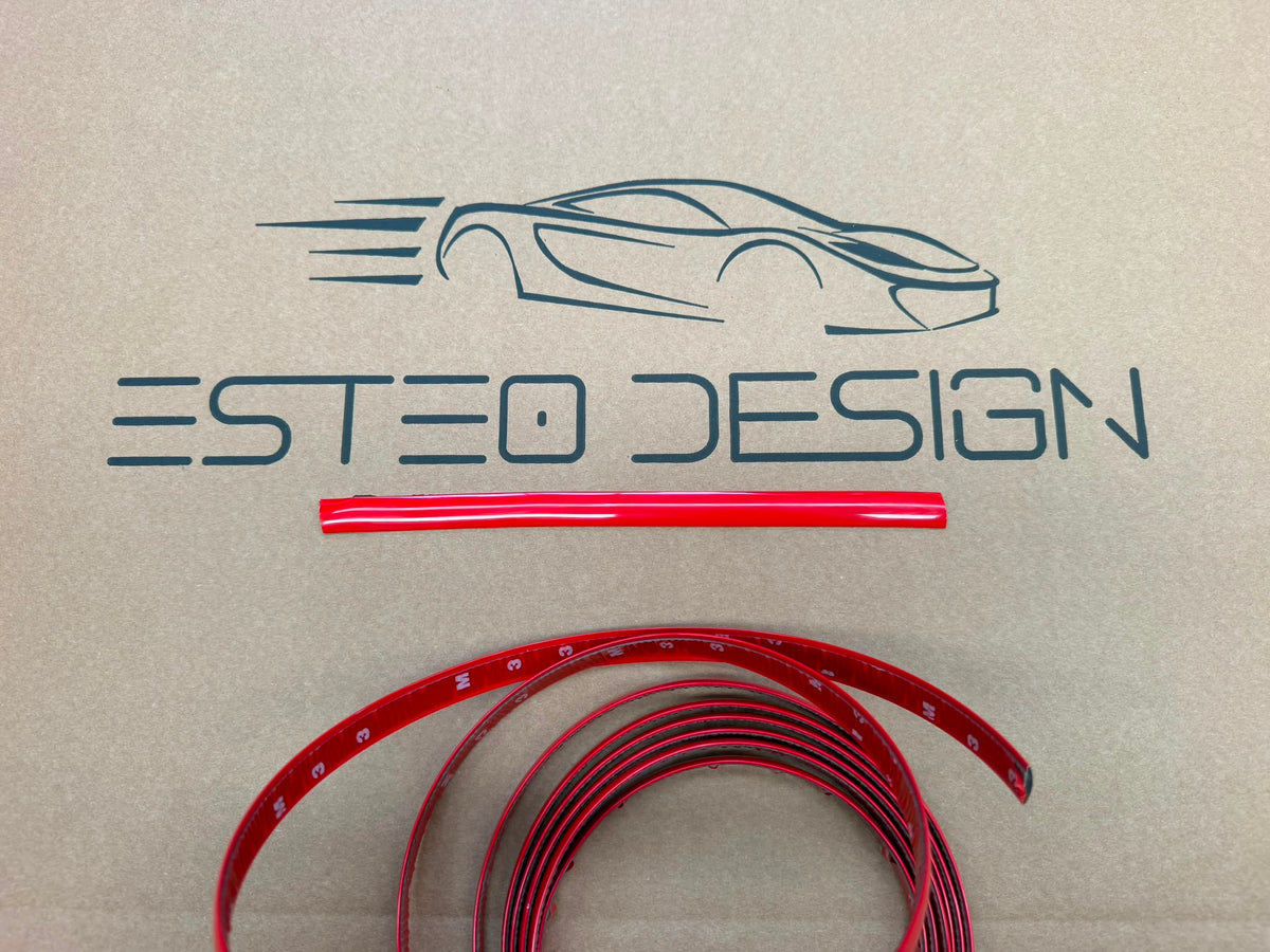 PROFILO ROSSO DECORATIVO PER AUTO  5 METRI LUNGHEZZA E 15MM DI LARGHEZZA