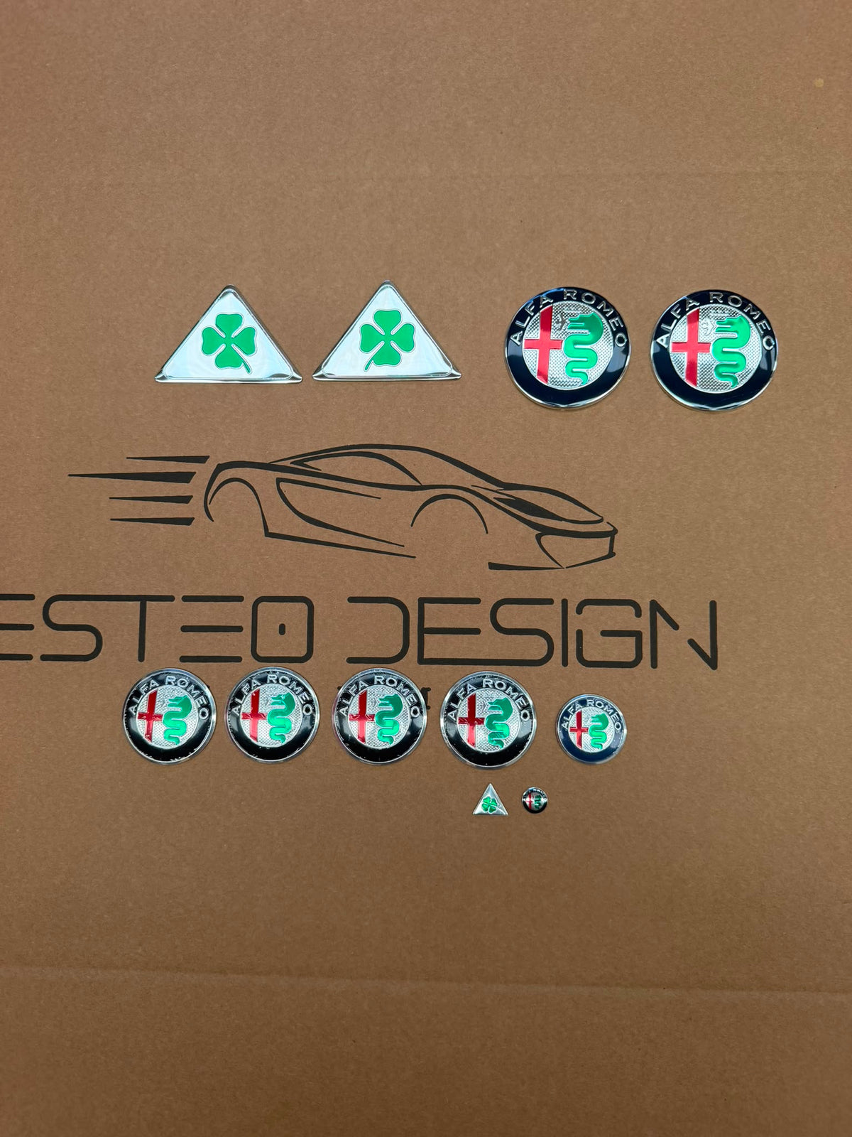 LOGHI/STEMMI ALFA ROMEO CLASSIC 11 PEZZI LOGHI RUOTE DIAMETRO 50 MM PER MITO,147