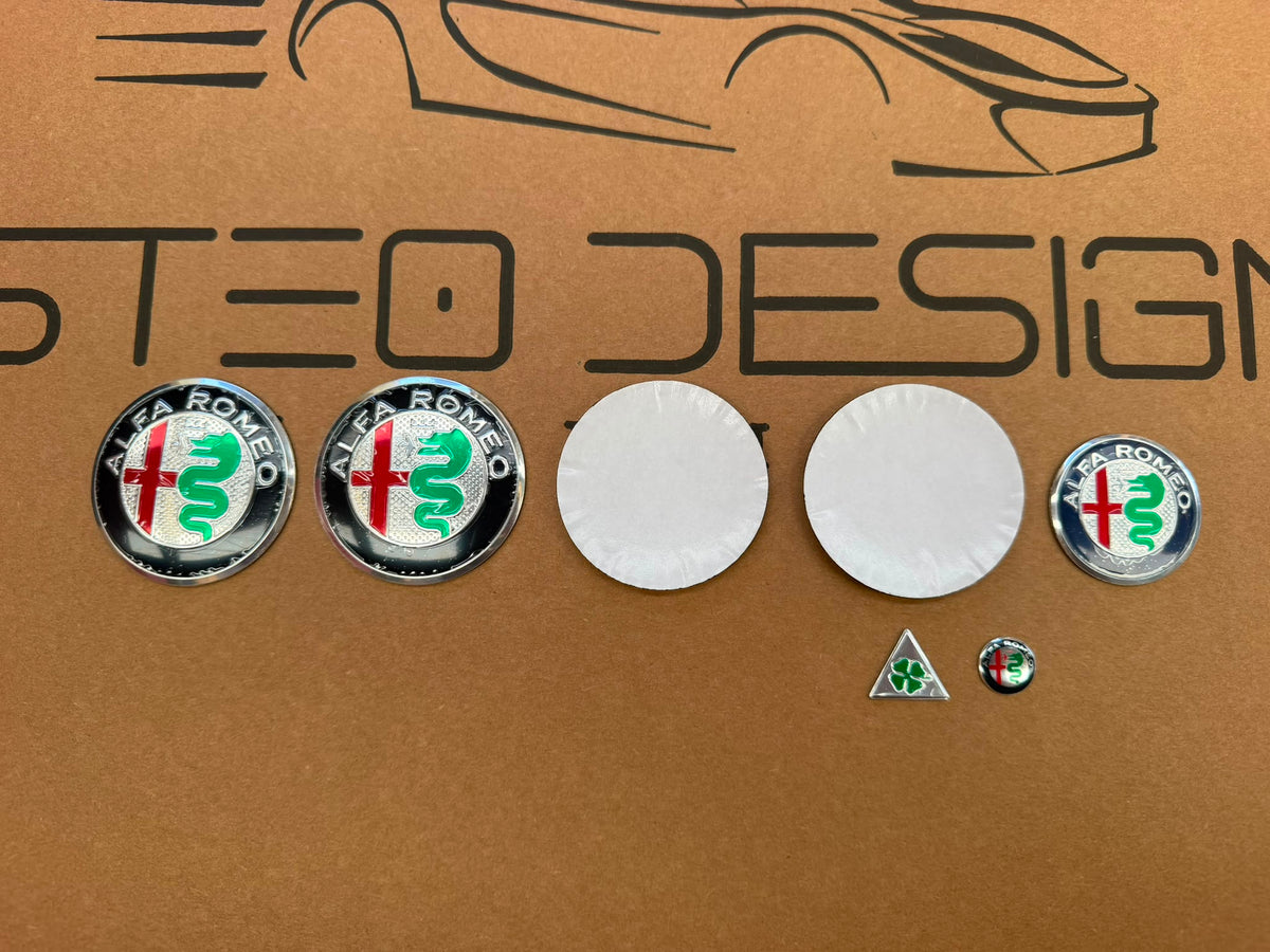 LOGHI/STEMMI ALFA ROMEO CLASSIC 11 PEZZI LOGHI RUOTE DIAMETRO 50 MM PER MITO,147