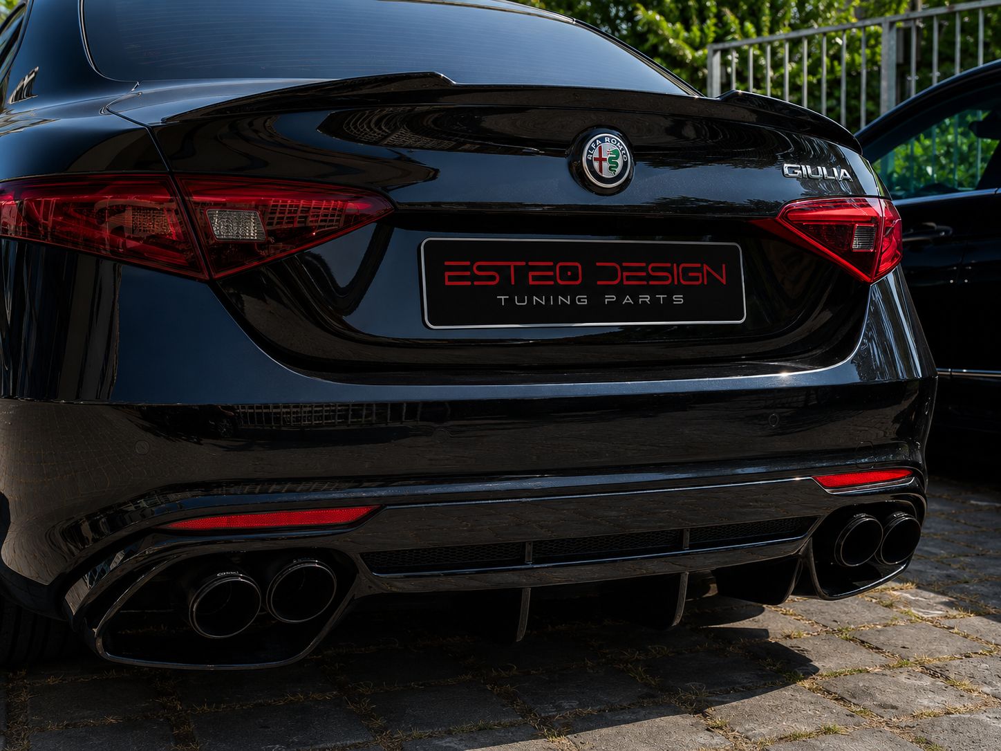 Diffusore stile Quadrifoglio montato su Alfa Romeo Giulia Base