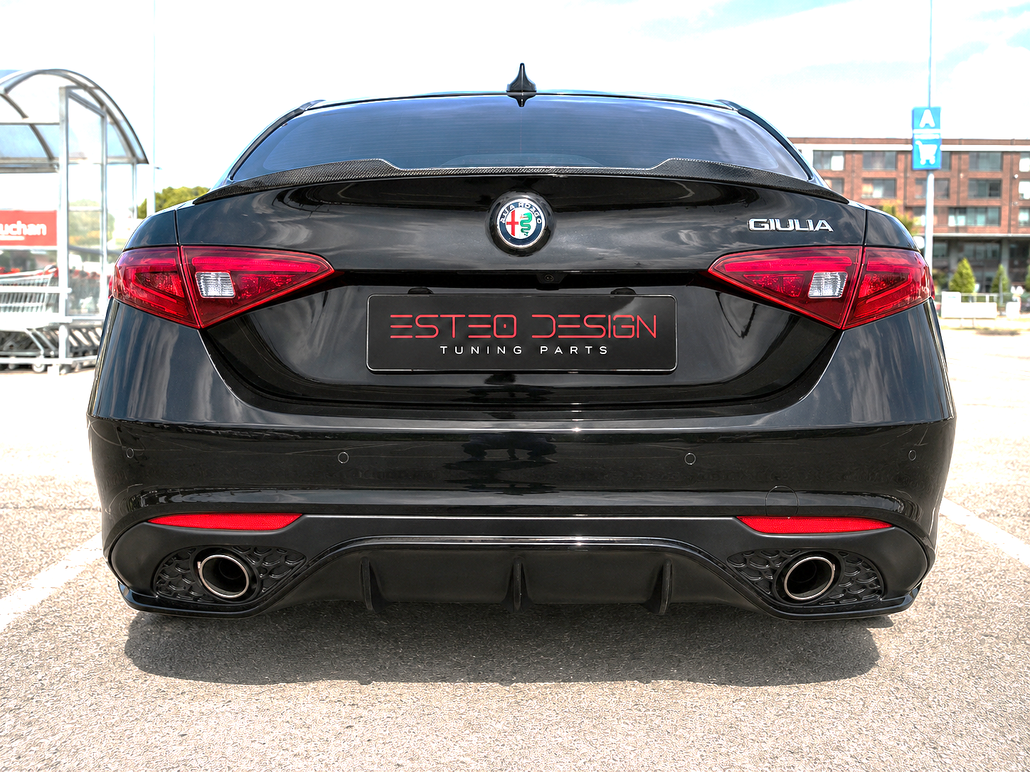 Diffusore posteriore Alfa Romeo Giulia Base 2.2 Diesel stile Veloce nero lucido