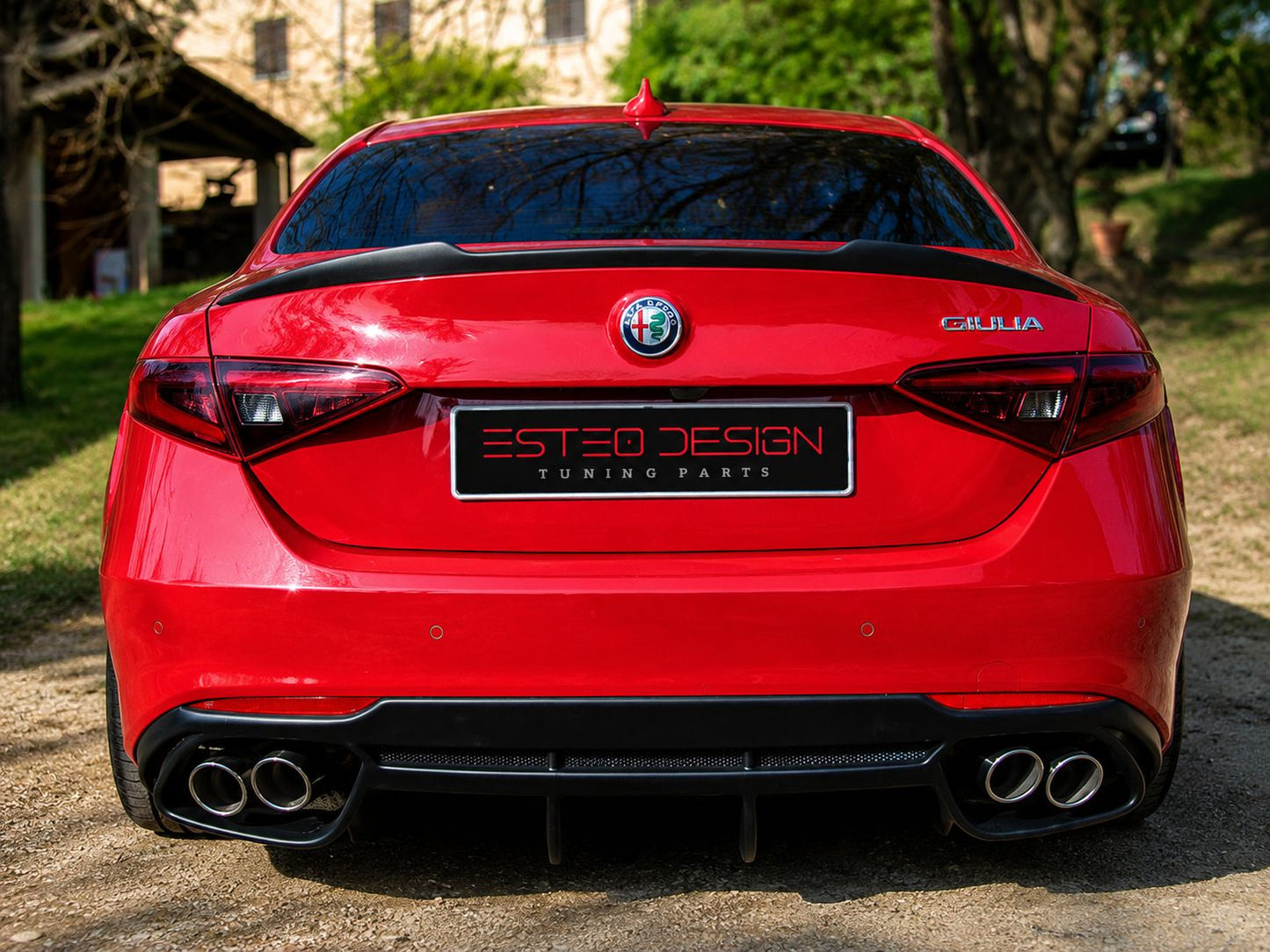 Diffusore posteriore Alfa Romeo Giulia Base stile Quadrifoglio nero opaco