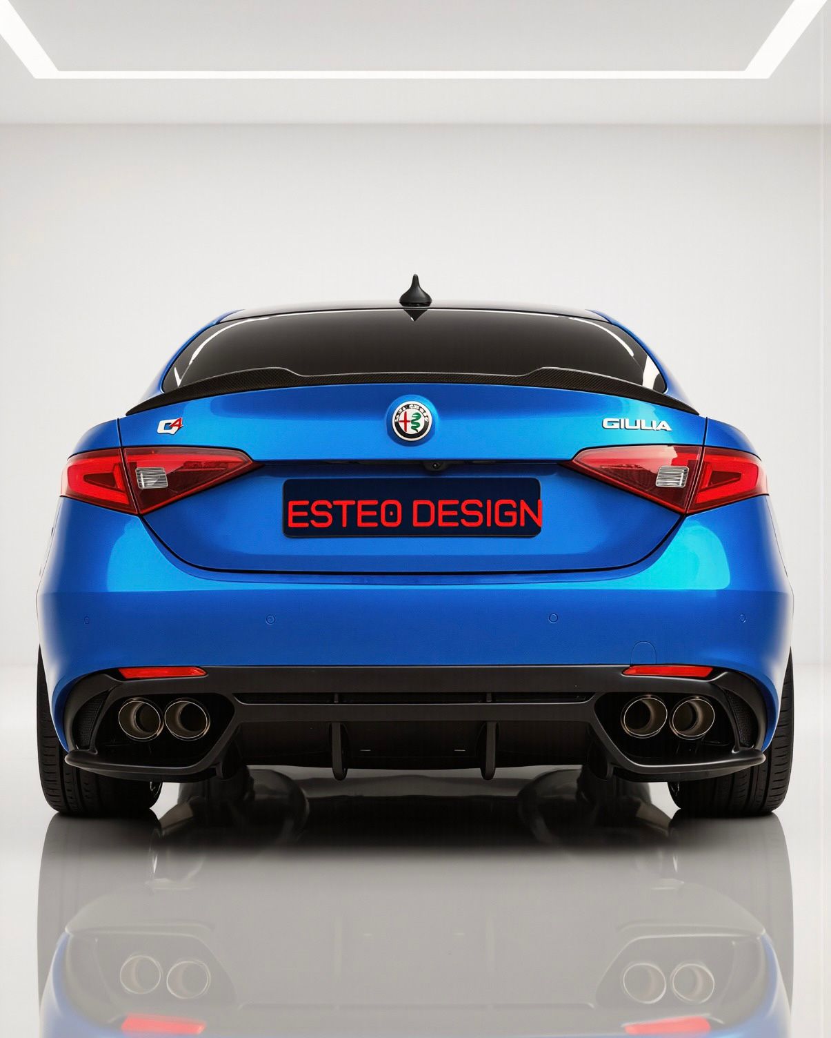 Diffusore sportivo stile Quadrifoglio per Alfa Romeo Giulia Veloce