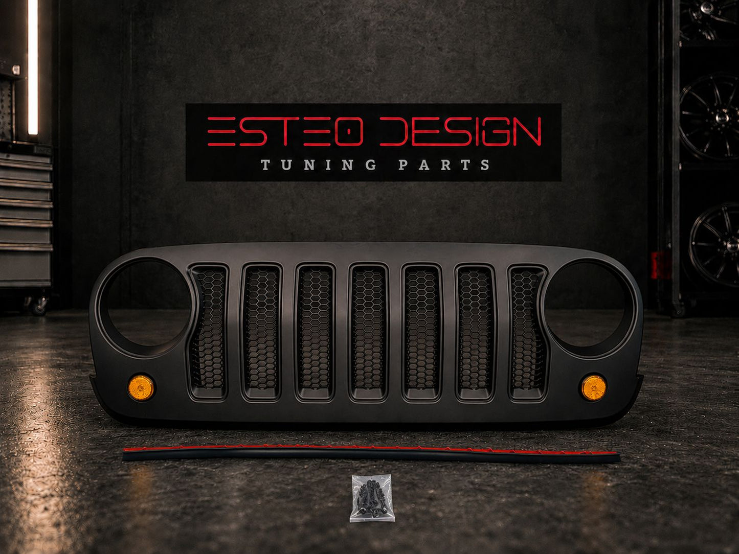 Griglia Jeep Wrangler JK stile JL con frecce LED accese