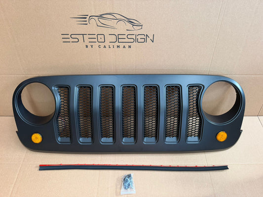 Mascherina anteriore Jeep Wrangler JK 2007-2018 stile JL con frecce LED