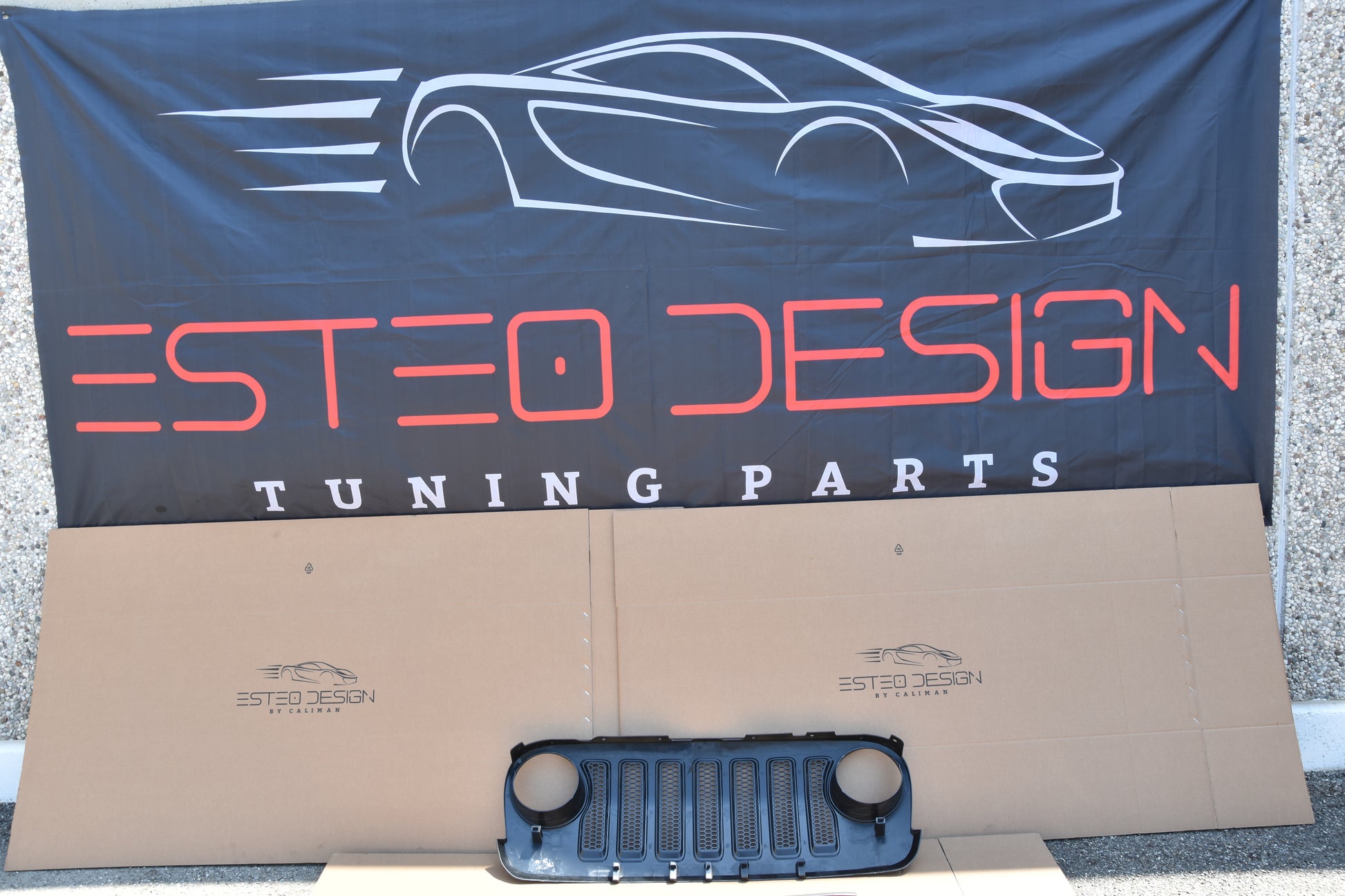 Vista posteriore della mascherina Jeep Wrangler JK stile JL