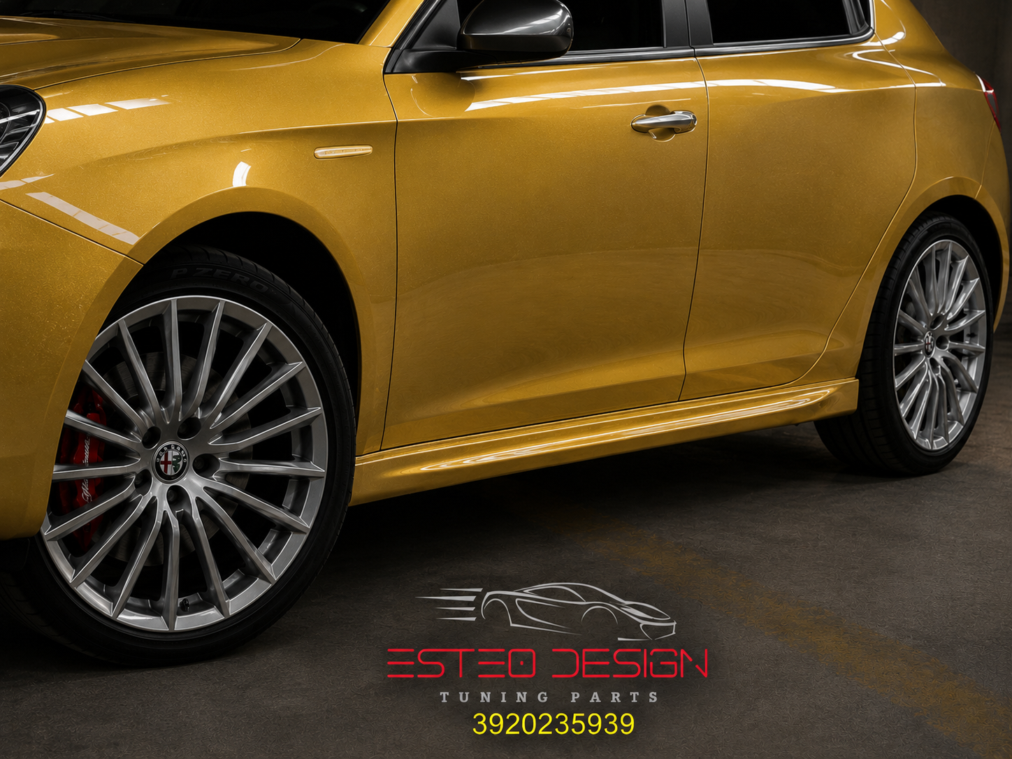 Minigonne laterali Alfa Romeo Giulietta stile Quadrifoglio nero opaco