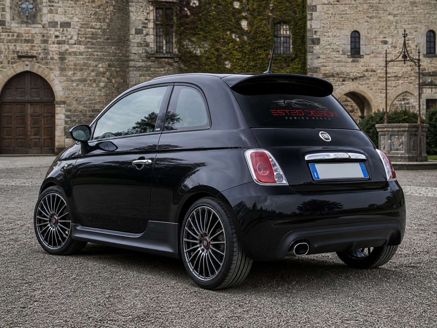 Minigonne laterali Fiat 500 Sport in ABS nero opaco