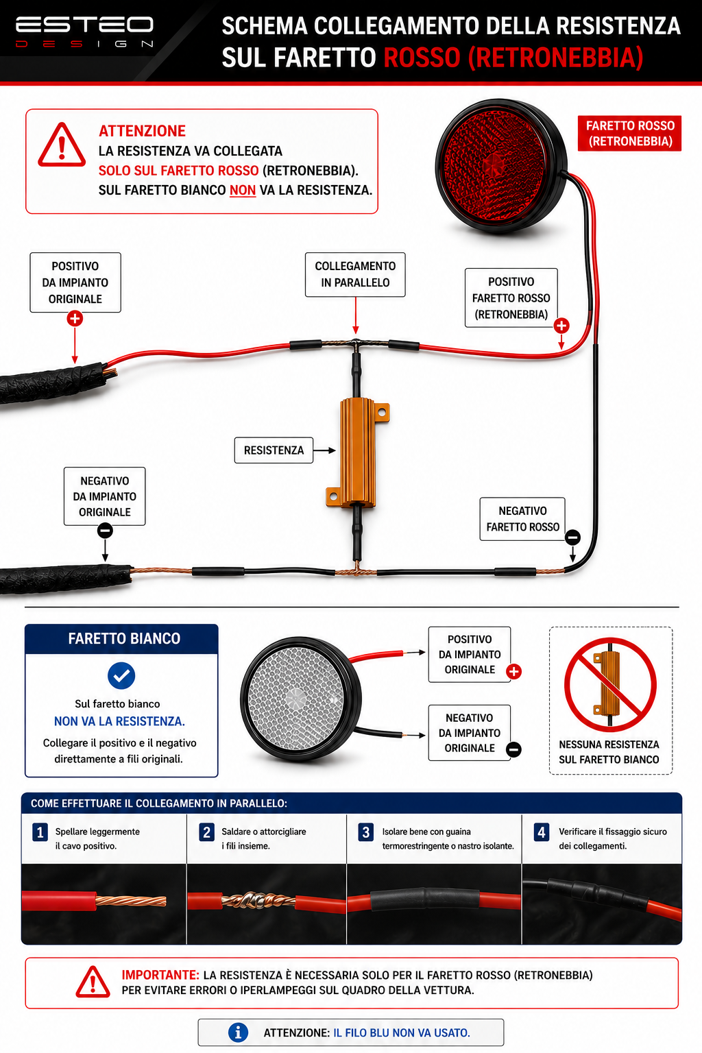 Schema collegamento LED per diffusore posteriore Alfa Romeo MiTo